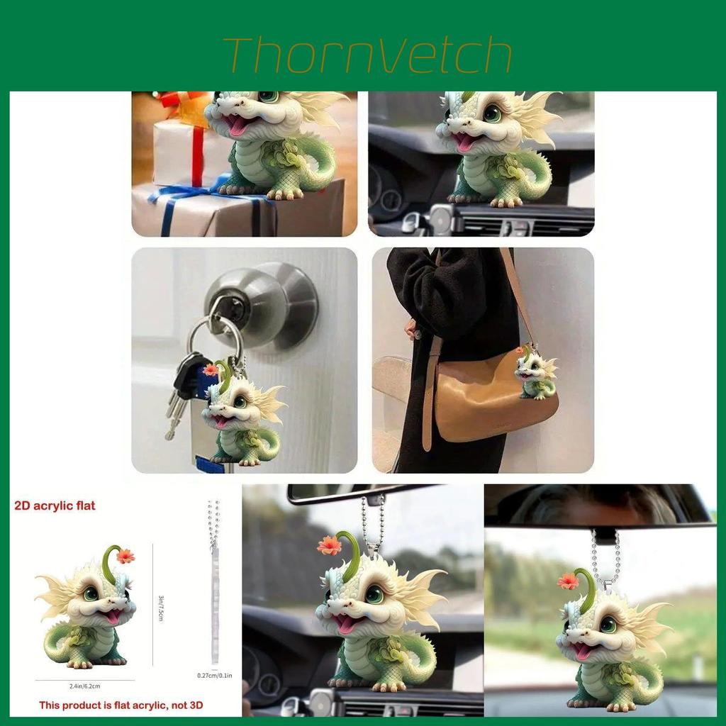 Colorful 2d Acrylic Cute Dragon Pendant For Adorable Car And Home Decoration