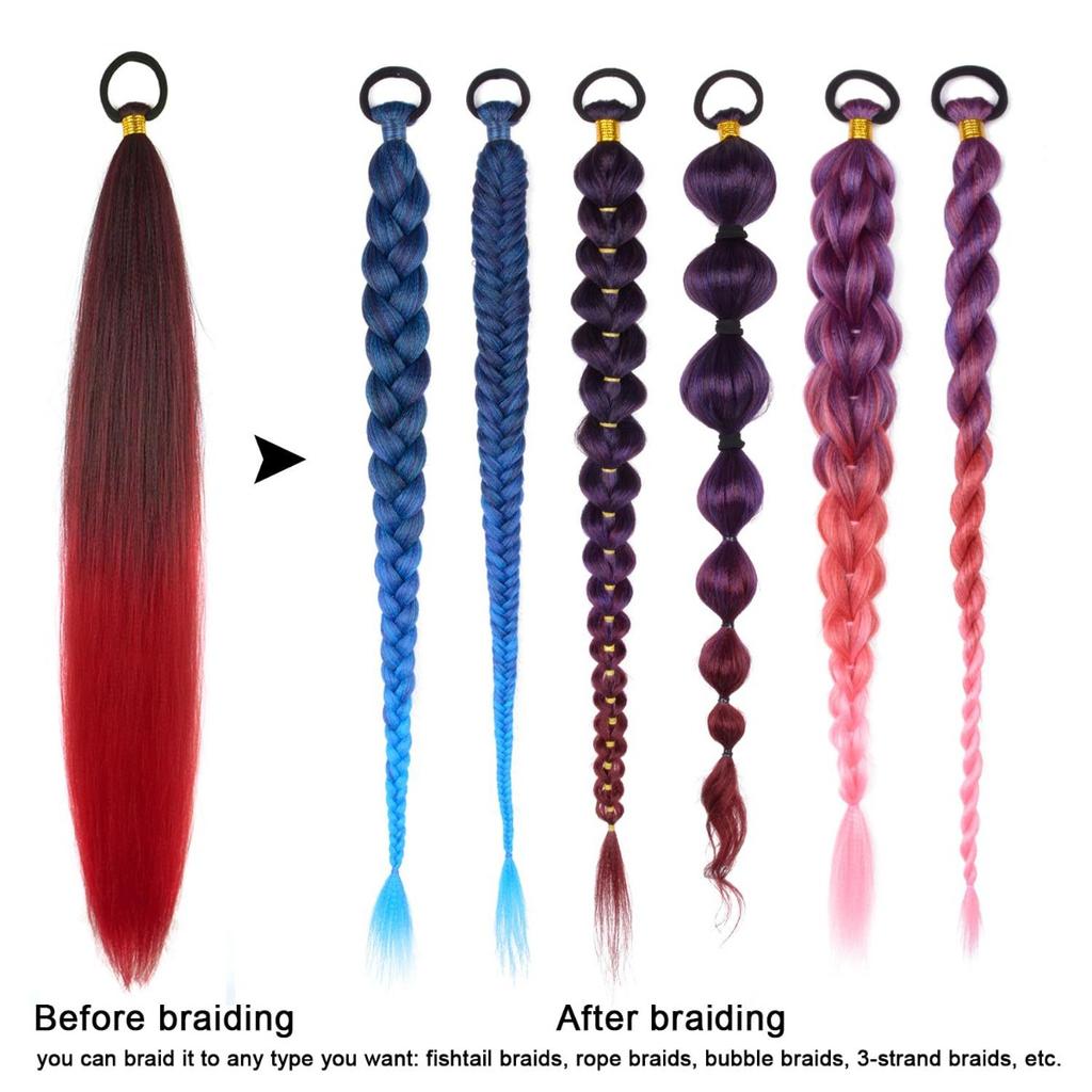 Extensii de Păr Coadă de Cal Sintetică Împletită de 66,04 cm | Rezistent la Căldură, Fibră de Înaltă Temperatură Dreaptă Yaki, Festival, Petrecere, Spectacol, Halloween, Cosplay