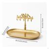 Jewelry Stand with Tray BrassTone Tabletop Holder Vintage Organizer for Women, Dresser,