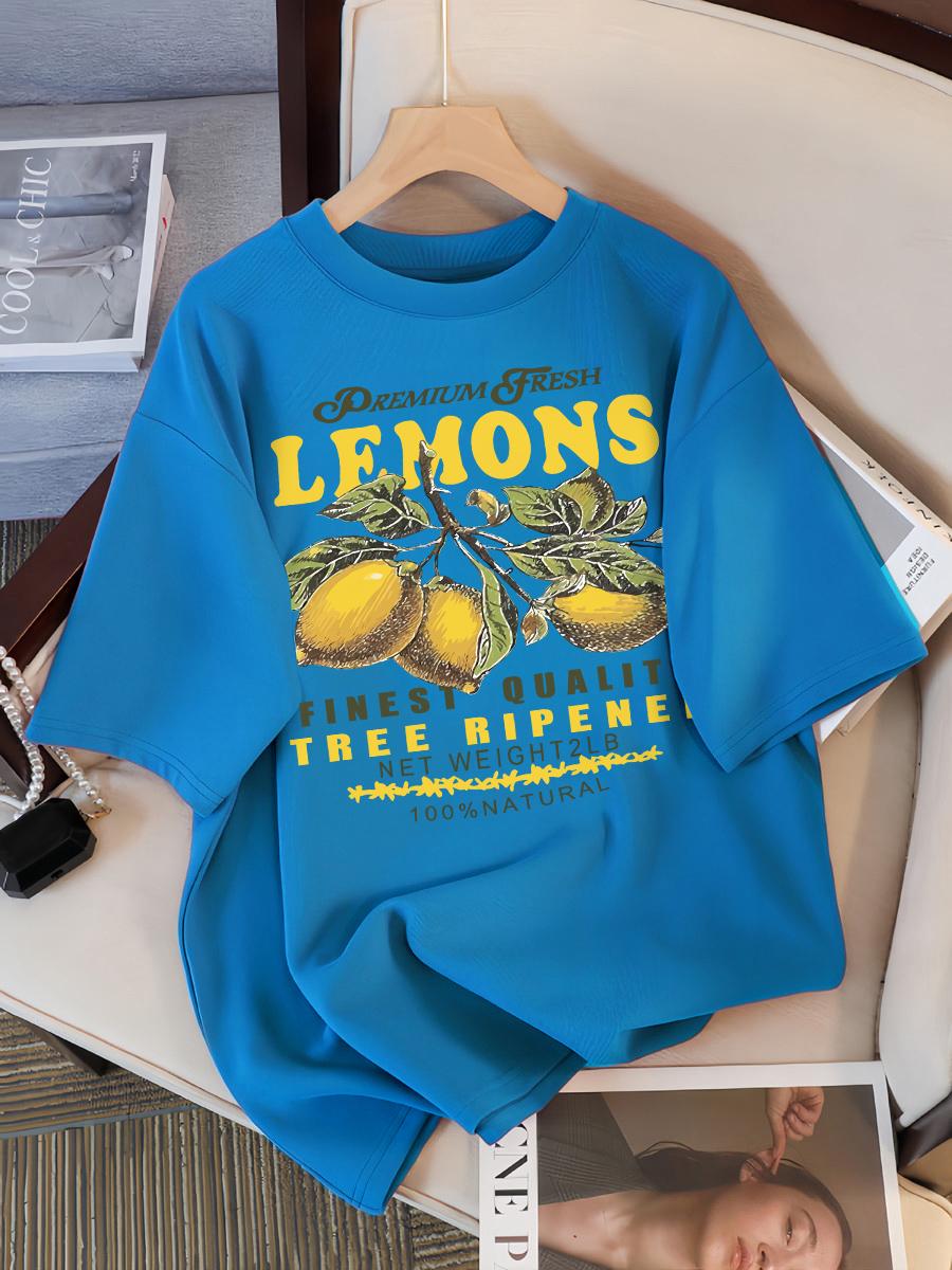 

Лимони Фрукти Преміум Свіжий Друк Футболка Жіноча Вільна Бавовняна Спортивний Одяг Круглий Виріз Повсякденні Футболки Вільні Всесезонні Короткий Рукав S