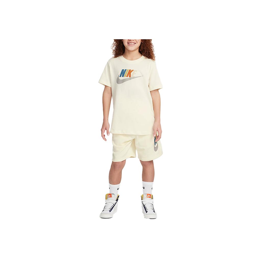Nike Sportswear Breathable Comfortable Round Neck Pullover Short Sleeve T-Shirt Kids Tops Coconut-Milk FZ5178-113