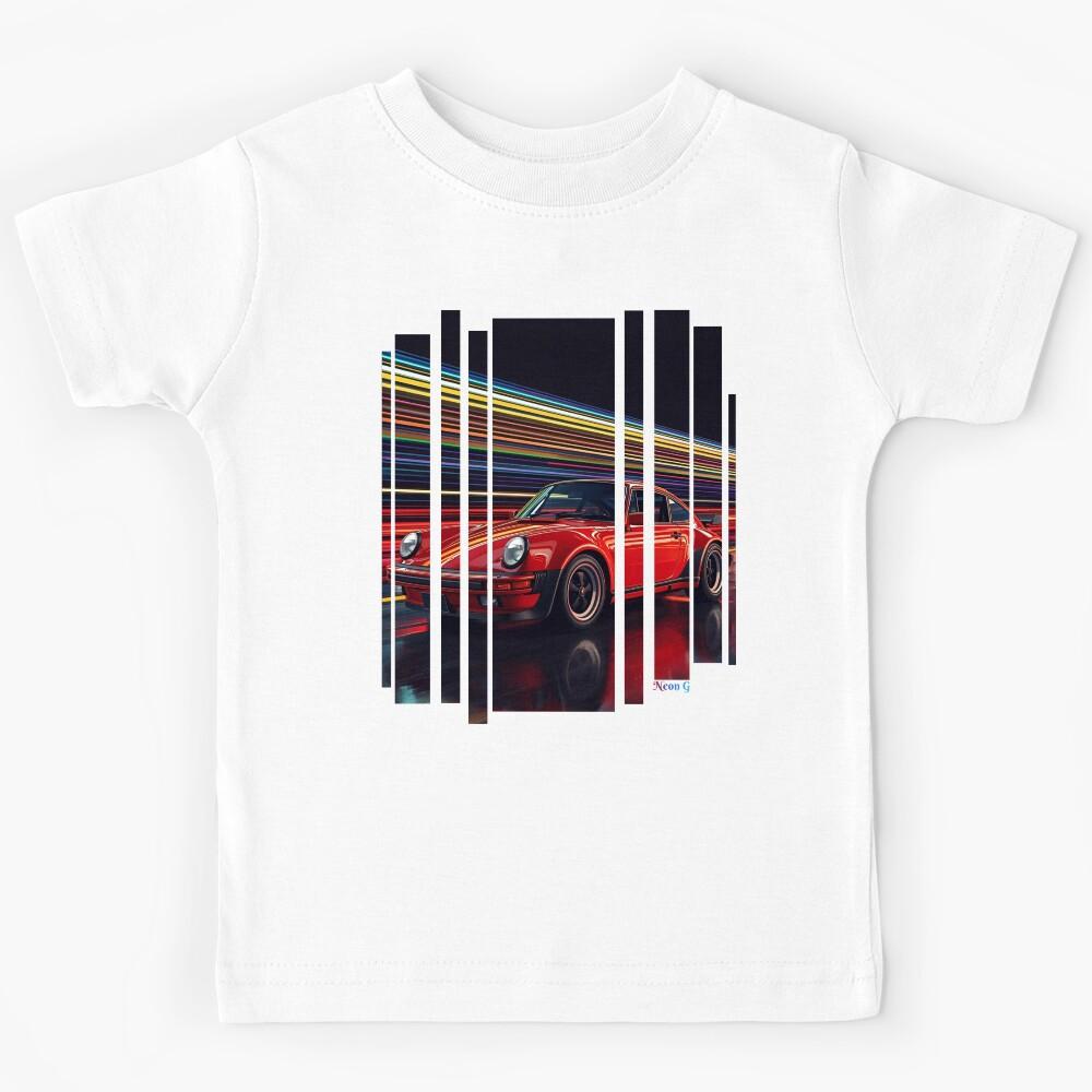 Porsch 911 Turbo S inspired Design Vintage racing poster style, dynamic motion lines 2 Kids T-Shirt 110