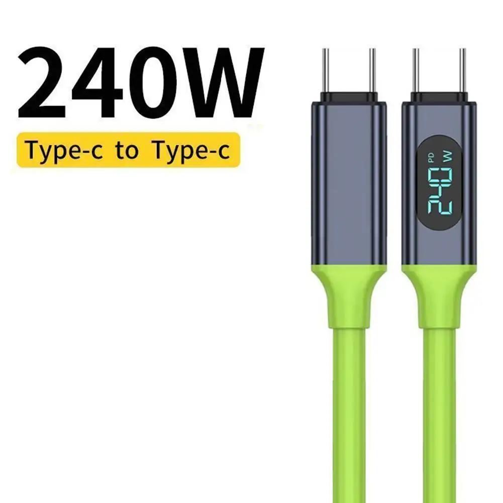 Super Fast Charging 240W Type-C Cable with Smart Digital Screen Dual Type C Charger Cable Universal for iPhone Huawei Android