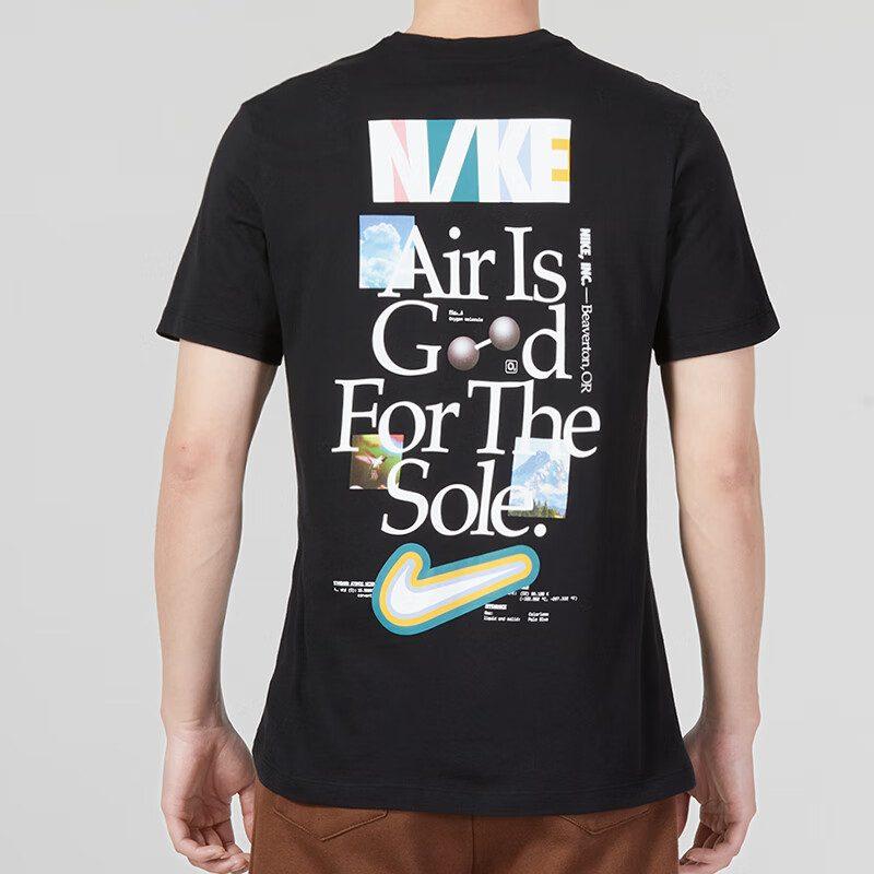 Nike T Shirts Men's Black Crew Neck Moderate Straight Fit FB9775-010