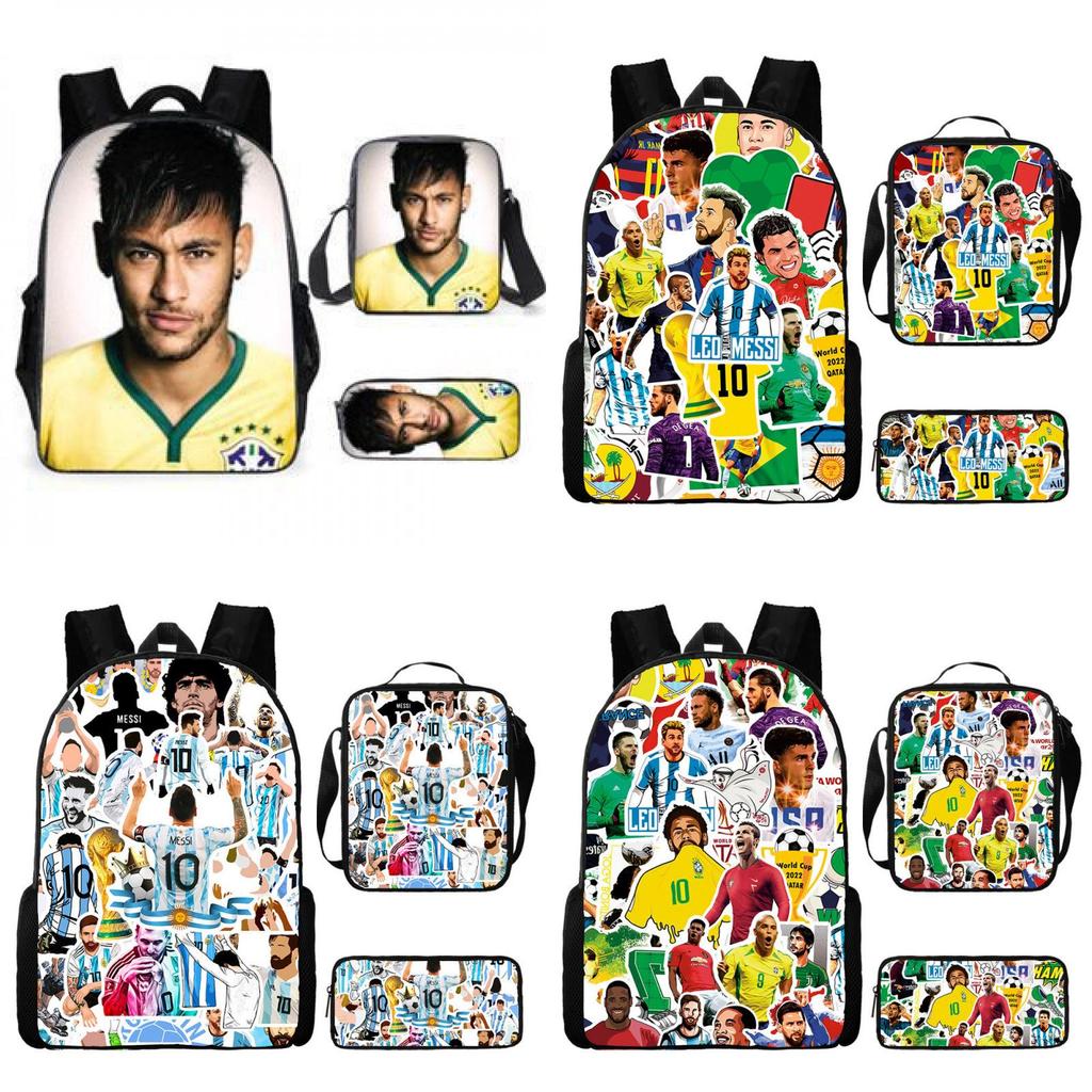 Školní batohový set Messi Fotbalová hvězda z nylonového materiálu pro školní použití a ukládání