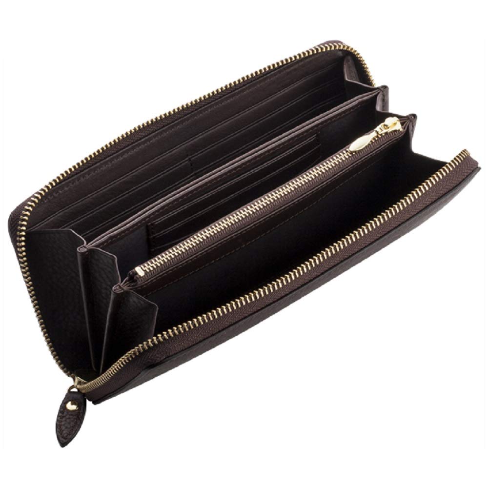 Bralio Minerva Long Bill Holder with Round Zipper, Chocolate, 111-20