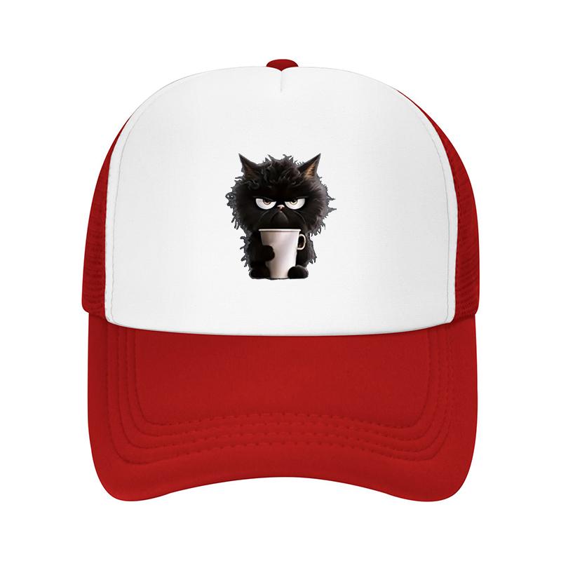 Cup Black Cat Printed Baseball Cap Fashionable and Multifunctional Duckbill Cap Adjustable and Trendy