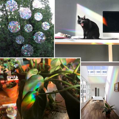 20Pcs/Set Round Rainbow Prism Window Sticker Iridescent Anti-collision Bird Alert Removable Suncatcher Electrostatic Glass Cling Decal Home Supplies