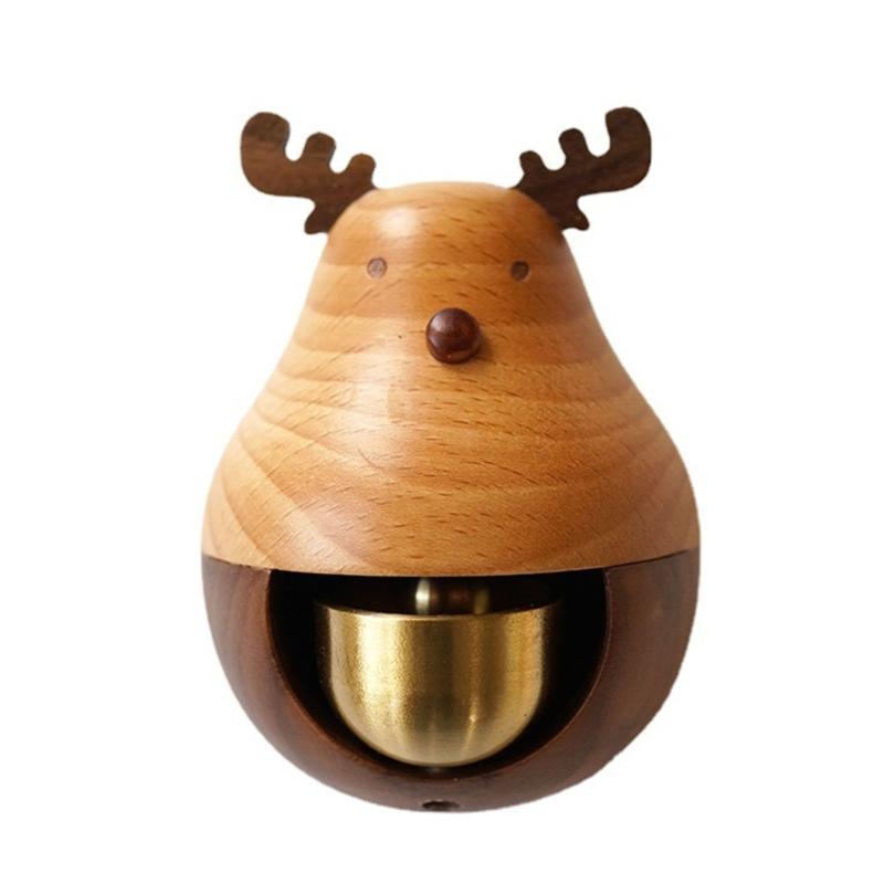 Elk Cat Rabbit Wodden Doorbell Winden Chimes Hanging Wind Bell Wireless Doorbell Decor for Home Entrance Door Bell