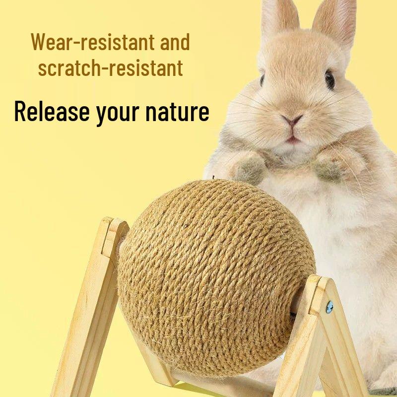 Durable Sisal Scratching Ball: Stress Relief & Teething Toy for Dwarf Rabbits