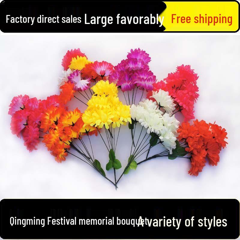 Qingming Chrysanthemenstrauß: Seidenblumen (künstlich) für das Gräberfegen und Friedhofsgedenken