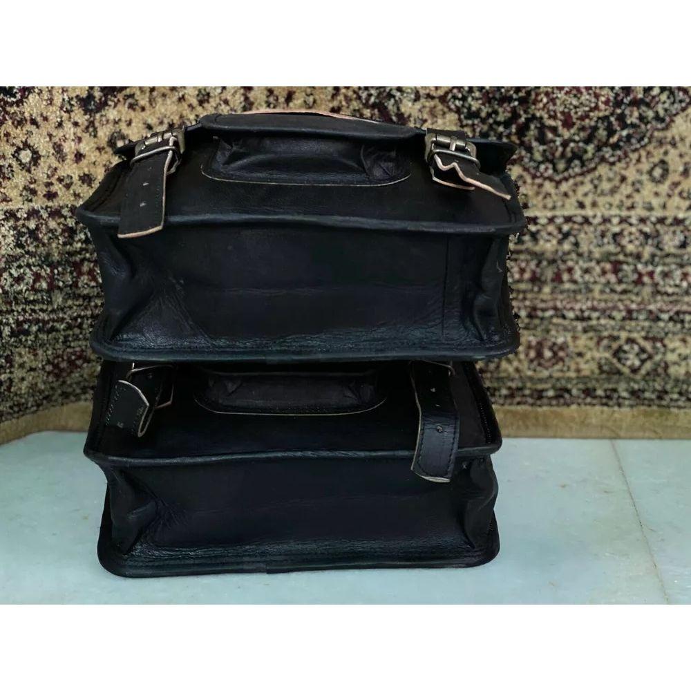 Große Motorradtasche 2 Seiten Vintage Leder Beide Satteltaschen (2 Schwarze Tasche)