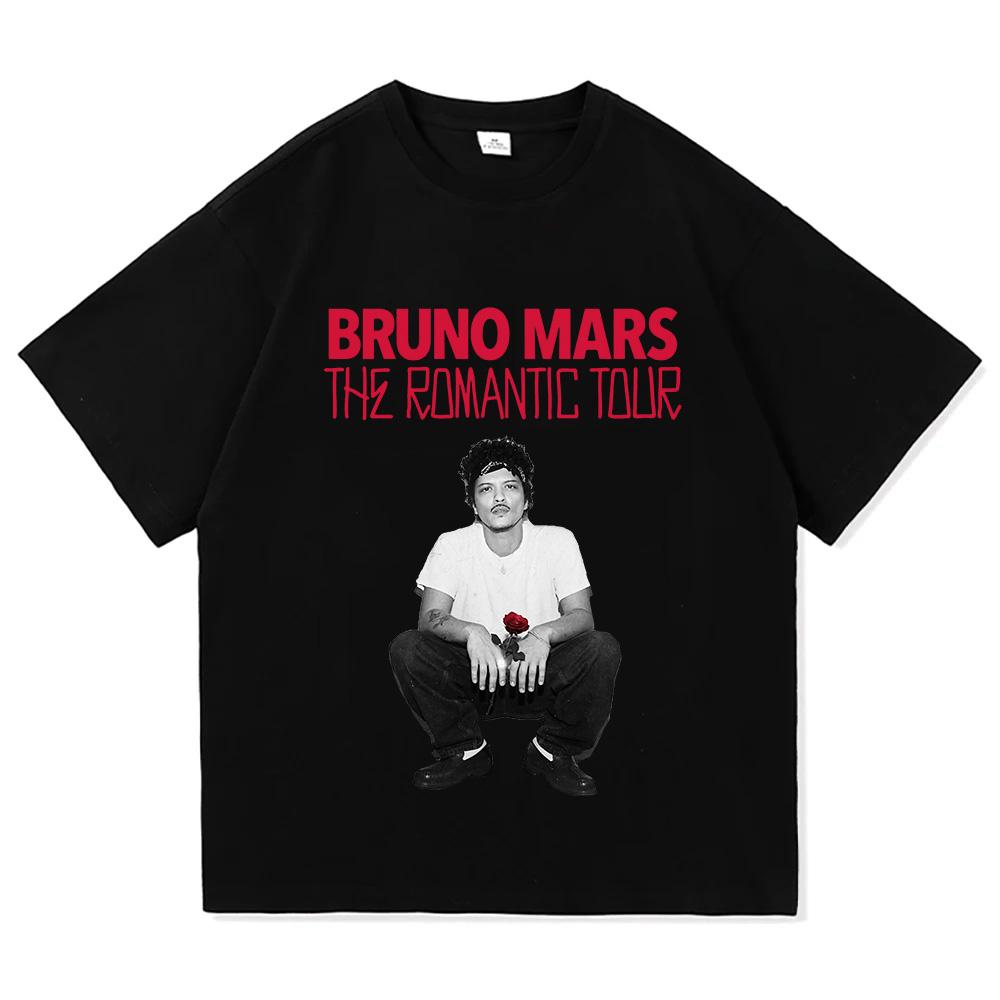 Bruno Mars The Romantic Tour 2026 Maglietta Moda Uomo Estetica Oversize Larga T-shirt Vintage 100% Cotone Top Magliette Grafiche