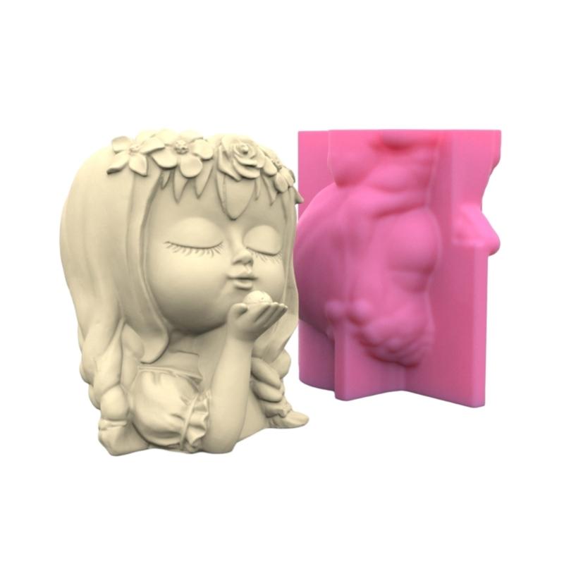Wreath Girls Pen Holder Silicone Molds Table Ornament Mould Plasters Making Tool Succulent Planter Mold Easy To Clean