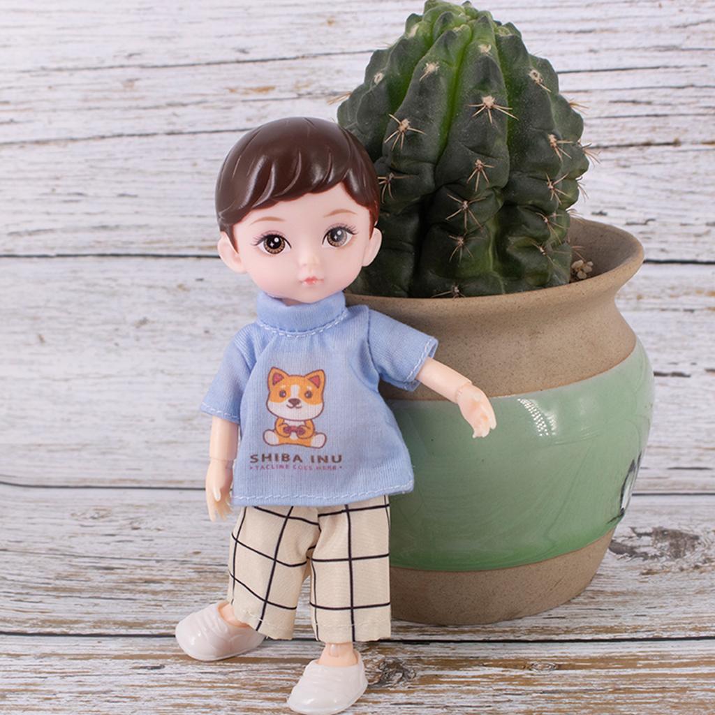One Piece 6 Inches Cute Baby Dolls, Boy Model 13 Movable Joints Plastic Painted Eyes, For Children Girl Birthday Gift Toys