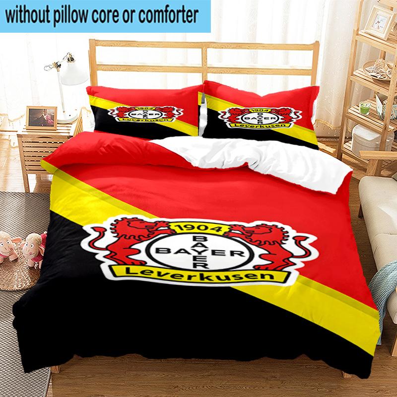 3pcs Bayer Football Club Printed Bedding Set Duvet Cover Closure Includes 1 Duvet Cover & 2 Pillowcases Bedding Sets Home Decor Gifts