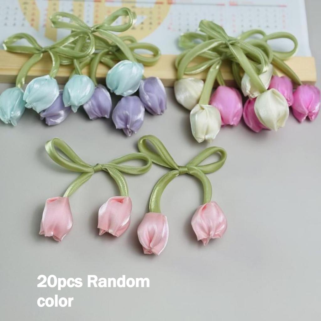 20 Tulip Ribbon, Simulated Flower Bow Ribbon, Hairpin Jewelry Additions, Clothing Bag Belt Additions, For Gift Packaging