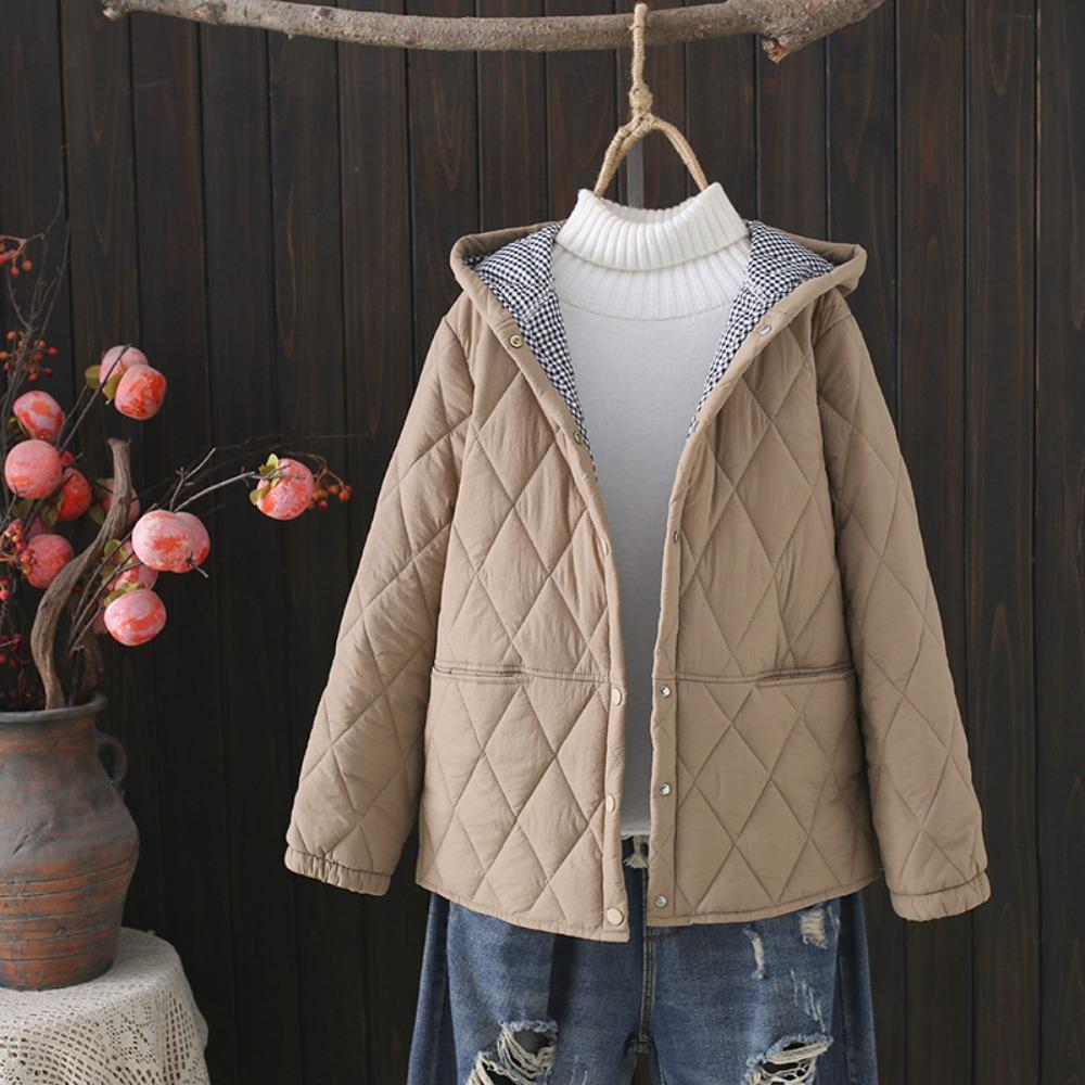 Autumn Winter Plus Size Parkas Women Clothing Loose Fit Padded Jacket Fashion Hooded  Split Thin Cotton Coat