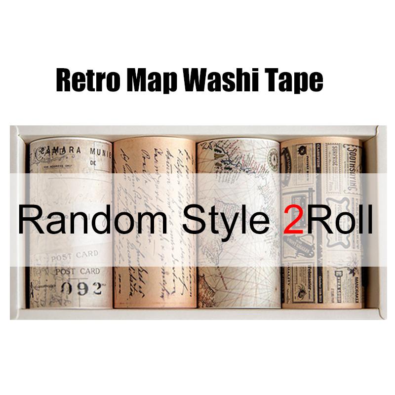 1-4Roll/Pack Retro Style Map Washi Tapes DIY Self-adhesive Newspaper Map Tape Journal Diary Scrapbooking Decorative Supplies ZYF