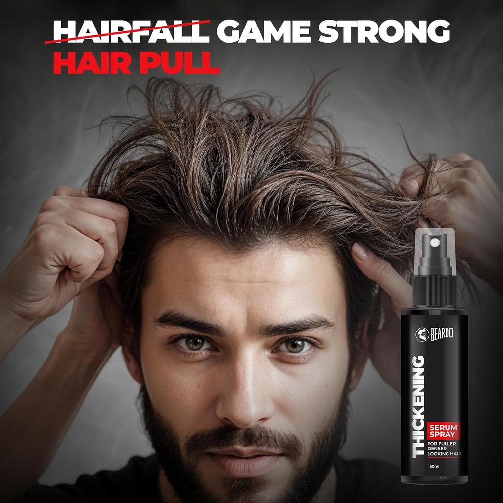 Beardo Thickening Serum Spray 50 Ml Hair Volume Booster For Men Frizz Free Smooth Glossy Travel Friendly Styling Serum