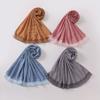 Fashion Muslim Modal Hijab Chiffon Shawls for Women Plain Soft Hijab Scarf Big Lace Trim Headscarf Islamic Turban Headband