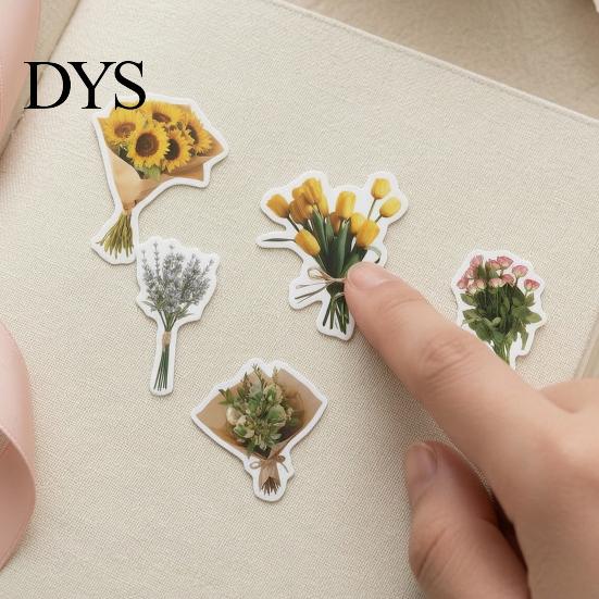 Retro Flower Stickers 50Pcs Bouquet Decorative Stickers, DIY Scrapbooking Journaling Floral Aesthetic Stationery Supplies Decals, Adhesive for