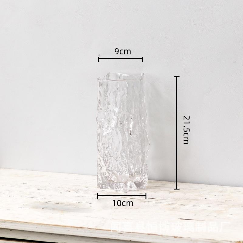 Glass Vase Gradient Hydroponics Terrarium Fold Pattern Flower Vase Floral Arrangement Accessories Home Decoration
