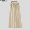 INCERUN Men Casual Loose Elastic Waist Long Wide Legs Pants Trousers