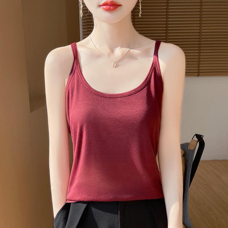 

Trendy Summer Spaghetti Strap U-Neck Solid Sleeveless Women s Fashion Vest XXL (140-160 lbs)