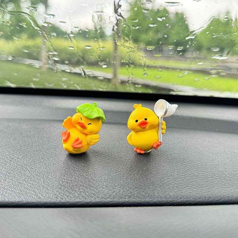 4 Pcs Mini Duck Cute Car Accessories, Funny Rear View Mirror Dashboard Decorations Cute Car Rear View Mirror Ornament Interior Home Office Decors