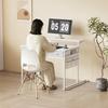 Maihail 80cm Wide Compact Computer Desk with PC Study Desk with Height Adjustable Monitor Suitable for Single White Drawer, Desk, Hooks, Arm, Living,