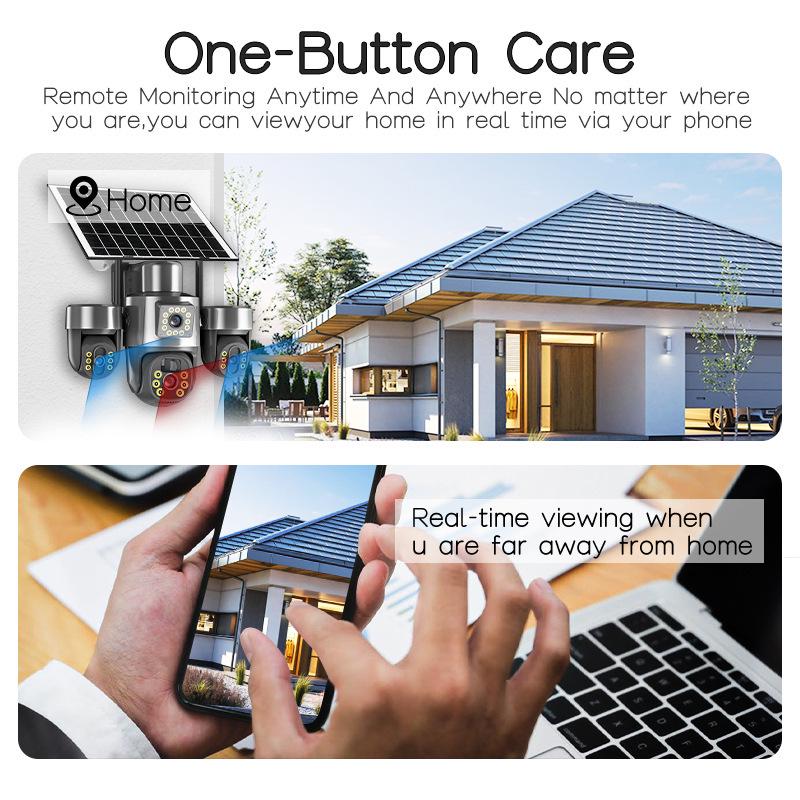 V380PRO 9MP 3-Lens Solar-Powered Camera with 3-Axis Gimbal and Night Vision