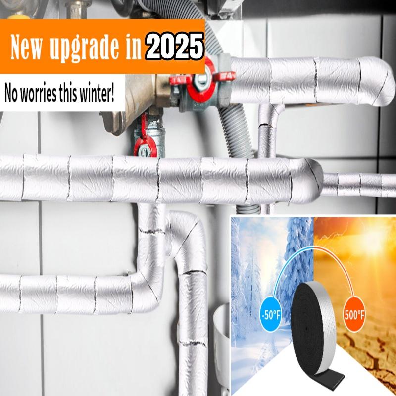10M/Roll Pipe Wrap Insulation Outdoor Winter Anti-freeze Foam and Aluminum Foil Tape for Copper Pipe,PVC Water Line,AC Line Pipe