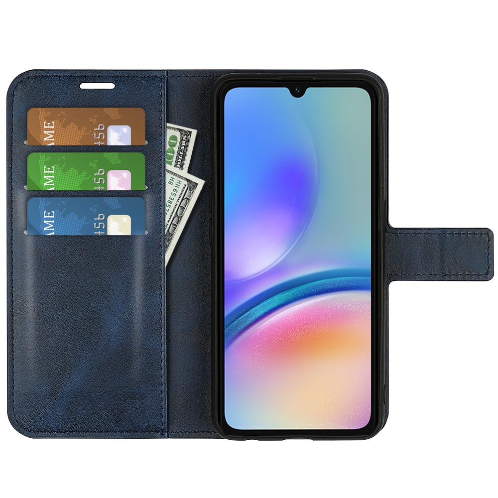 

For Samsung Galaxy A05s 4G Case PU Leather Stand Calf Texture Cell Phone Cover Black