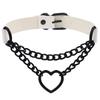 Mode Enkel Metallhjärta Hänge PU-läder Halsband Sexig Dam Halssele Choker Krage Smyckestillbehör Gåva Punk Goth