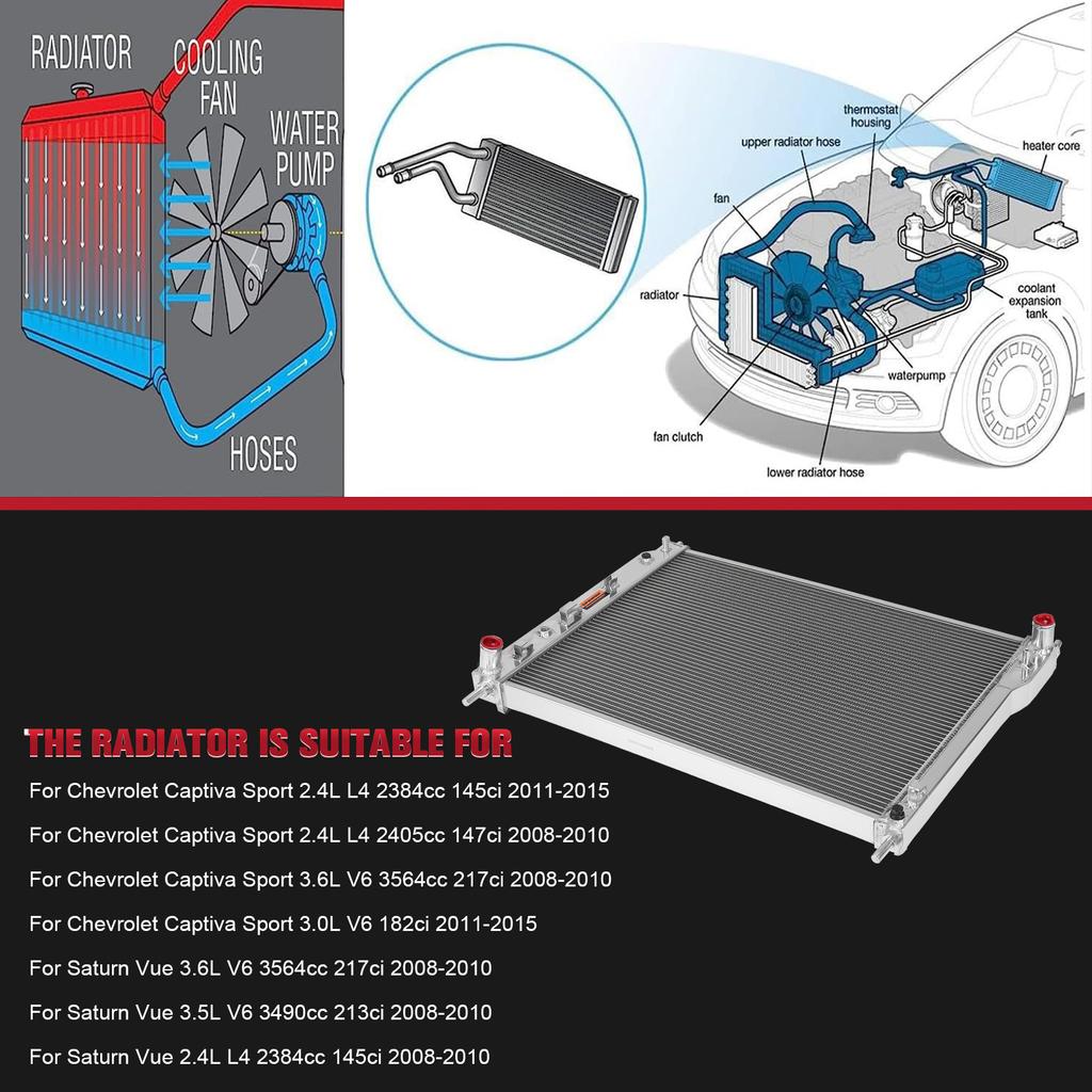 Aluminum Radiator Cooler Cooling Coolant Replacement Cooling Radiator for Chevrolet Captiva Sport 2008-2015
