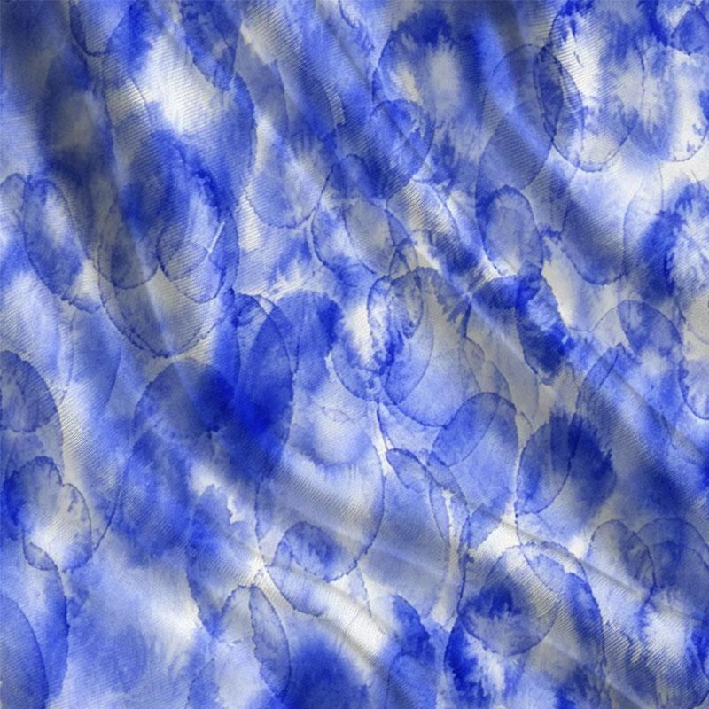 Women’s Short Sleeve T-Shirt Korean Minimalist Blue White Tie Dye, Soft Loose Fit Summer Tops for Beach, Daily Casual, Night Market Hangout
