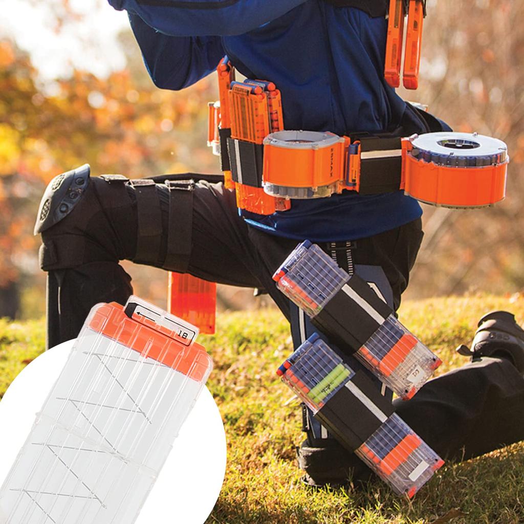 TORMEN Szybkie Magazynki, Magazynki na 18 Rzutek do Zabawek Nerf Elite, Przezroczyste, Zestaw 2 Sztuk