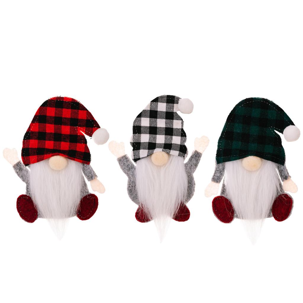 Festive Checkered Hat Gnome Tabletop Ornament With Cutlery Holder Holidays For