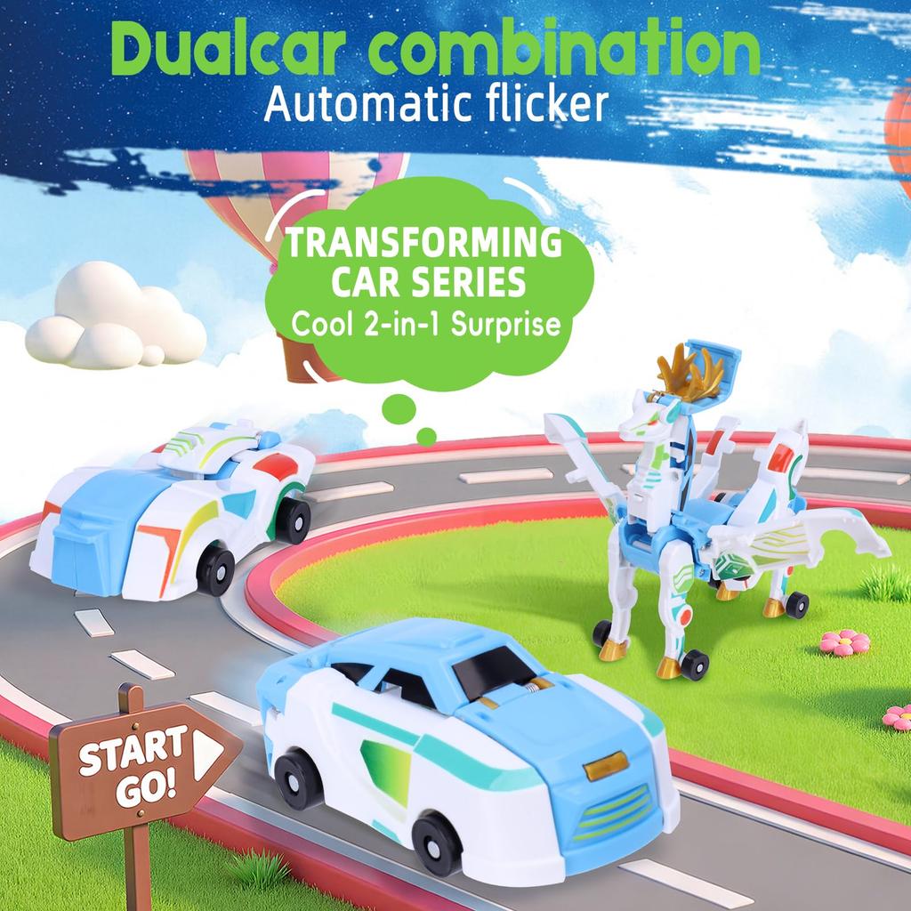 2 In 1 Magnetic Collision Transform Deer Car Toy, Auto Combine Deformation Race Cars, Educational Puzzle Vehicle Gift for Kid