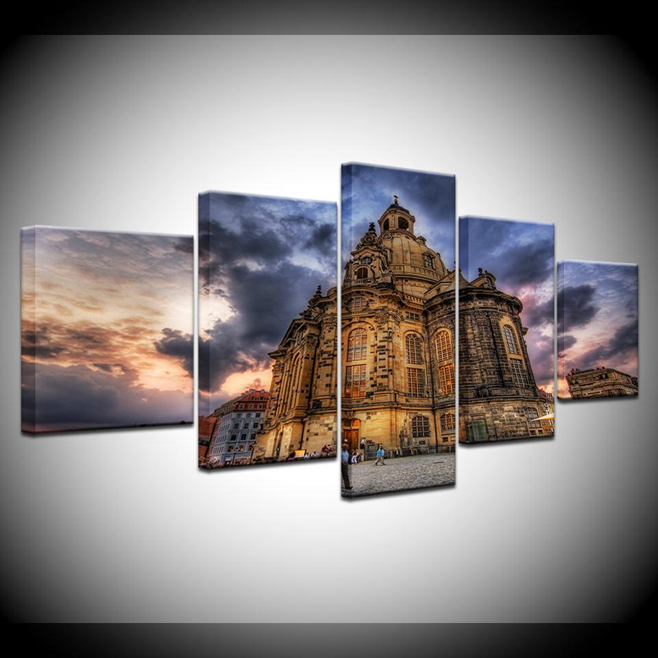 Canvas Painting Dresden Frauenkirche City Architecture 5 Pieces Art Modular Wallpapers Poster Print for Living Room Home Decor