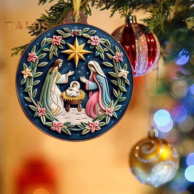 Nativity Christmas Ornaments Religious Xmas Tree Nativity Scene Decorations The Birth of Jesus Christian Ornaments for Home Farmhouse Holiday Decor