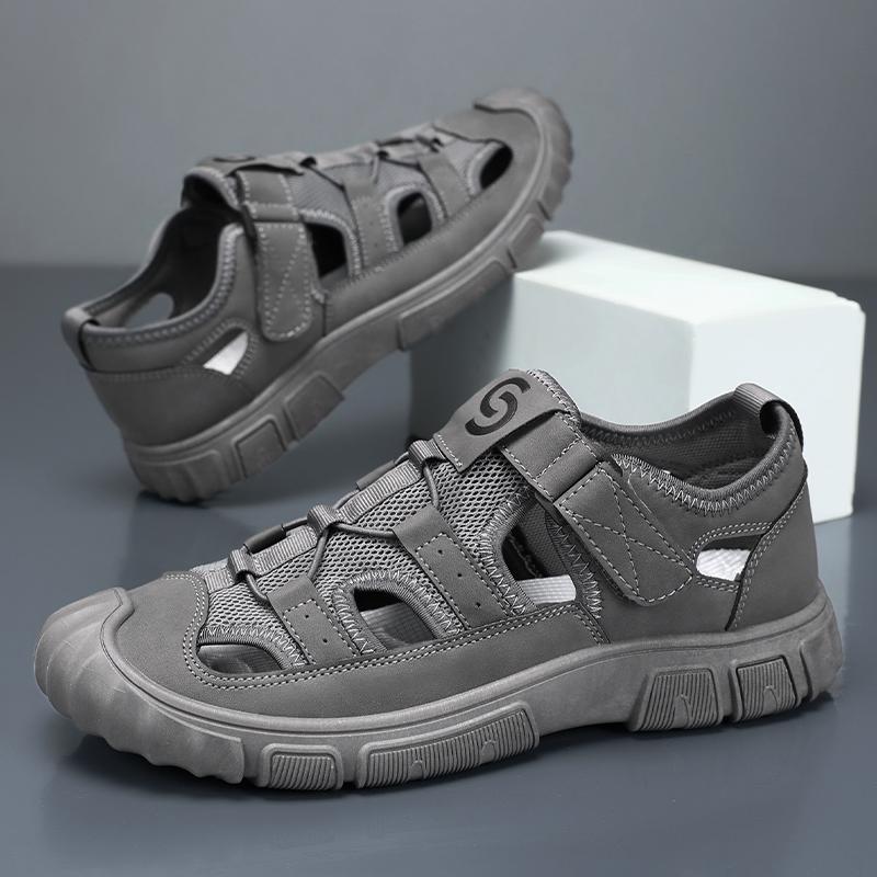 

Летние сетчатые мужские сандалии для улицы, Нескользящие походные дорожные походные туфли, Мужские римские сандалии, Пляжные туфли для ходьбы по воде, Повседневная спортивная обувь 44 серый