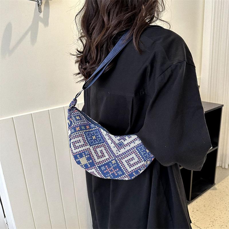 2025 spring new retro plaid dumpling bag small square bag versatile fashion casual single shoulder oblique span bag tide