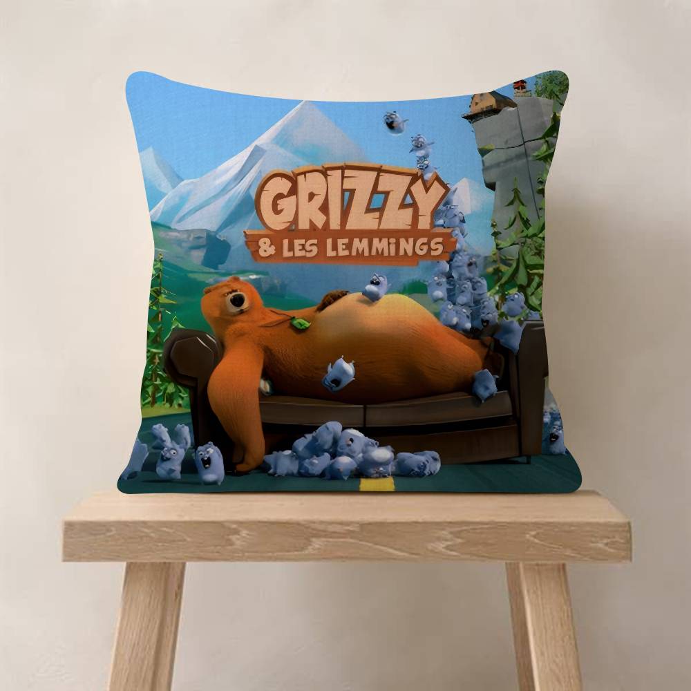 Cartoon Grizzy und die Lemminge Personalisierte Kissenstaubabdeckung Schlafzimmer Kinder Party Dekoration Kissenbezug Geburtstag Kinder Geschenk