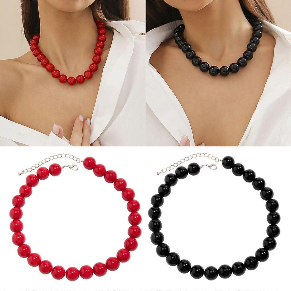 Eye Catching Acrylic Beaded Necklace Unique Style Neck Jewelry Fashion Accessories Short Necklace for Any Occasions Red