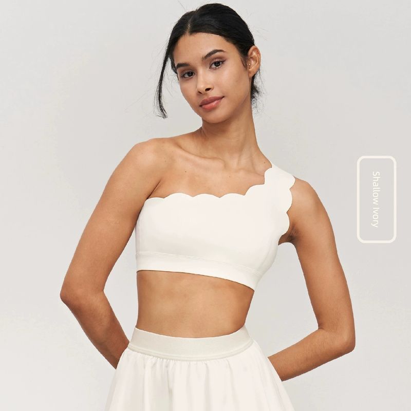 

Fashion Yoga Clothes with Chest Pad Long Sleeves Women s Lace Tight Fitness Tops Nude Feel Sexy Big Backless Training Running Light ivory lace bra(Quality Edition) L