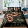 Snake Duvet Cover Set 3D Python Palm Leaf Bedding Set King Size Reptile Tropical Theme Quilt Cover for Kids Boys Girls Teens