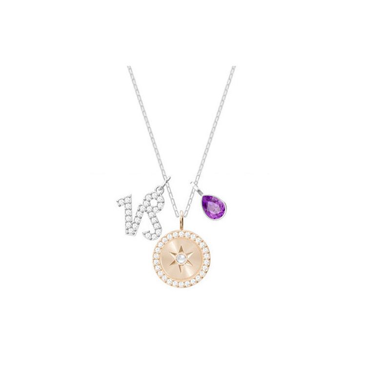 Ожерелье Swarovski со знаком Зодиака Козерог, фиолетовый кристалл, женское, 5349216 Box (Random Color)