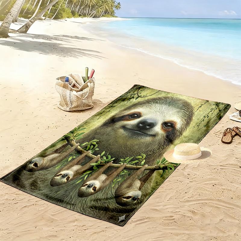Waschbär und Faultier Druck Strandtuch, Großes Weiches Schnelltrocknendes Handtuch für Strand Camping Schwimmen